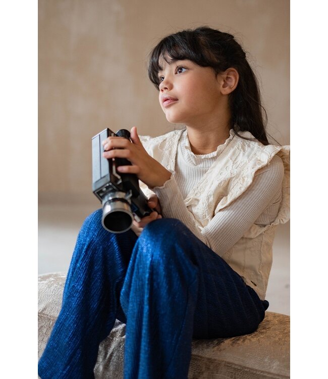 Like Flo winter straight leg broek meisjes - blauw - Fenya - metallic