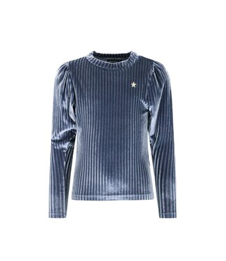 Like Flo winter velvet top meisjes - blauw - Esmay