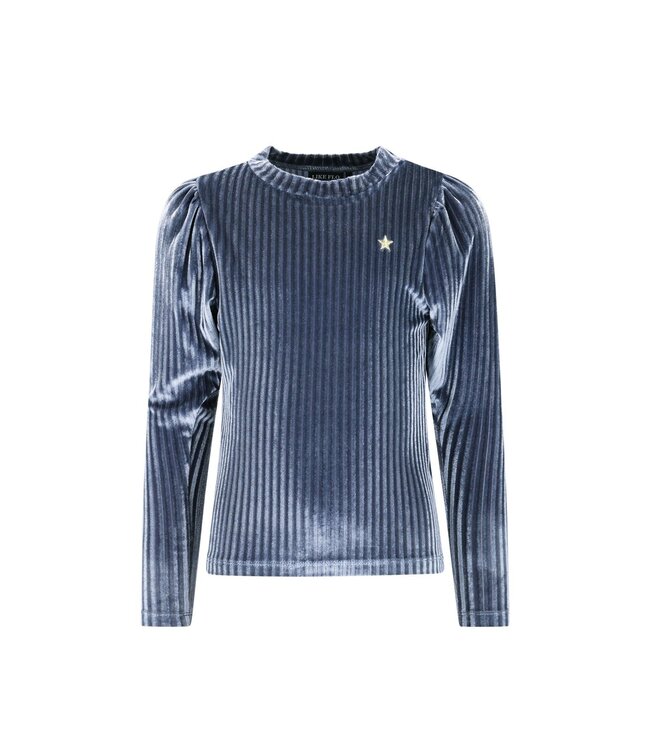 Like Flo winter velvet top meisjes - blauw - Esmay
