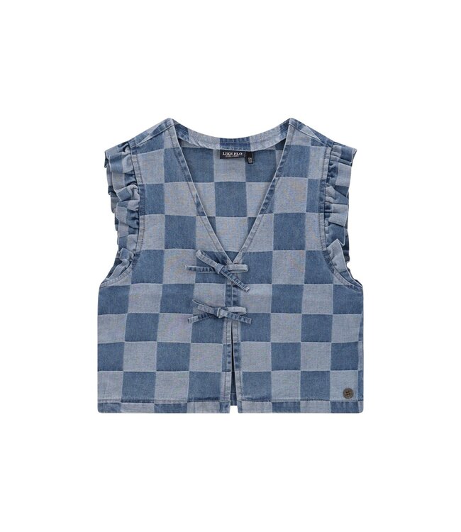 Like Flo winter gilet meisjes - blauw - Dia - nep strik sluiting