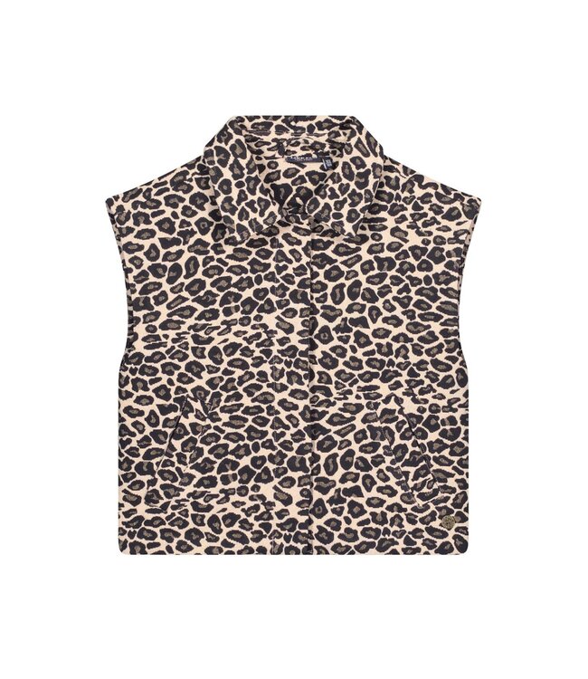 Like Flo winter gilet meisjes - blauw/beige - Dua - geweven - panter