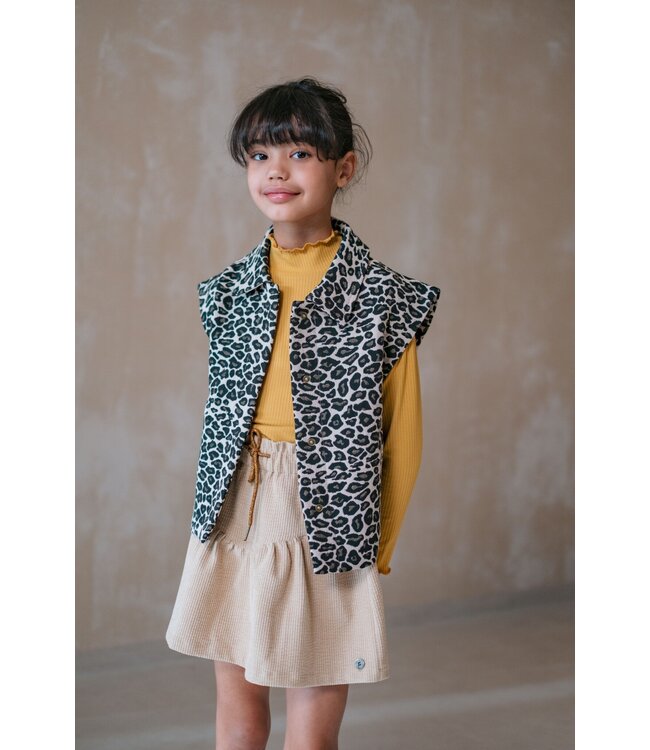 Like Flo winter gilet meisjes - blauw/beige - Dua - geweven - panter