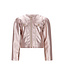 Le Chic winter nep leren jas meisjes - roze - Amour - metallic
