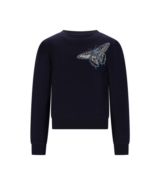 Le Chic winter sweater meisjes - navy blauw - Odette - vlinder