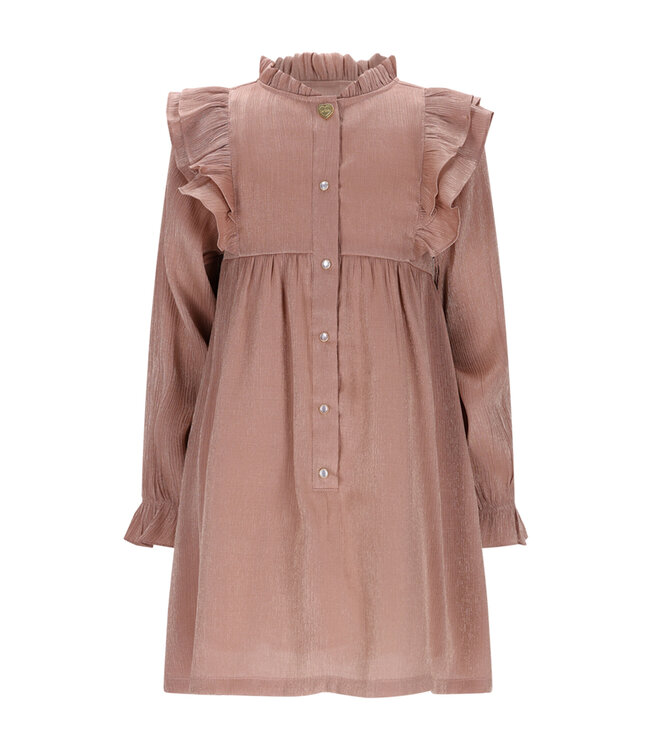 Le Chic winter jurk meisjes - bruin/rood - Skylar - ruffle