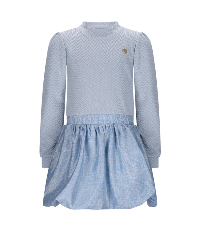 Le Chic winter jurk meisjes - blauw - Salloon - gebreid, glitter