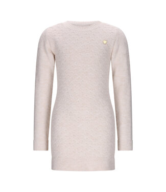 Le Chic winter jurk meisjes - wit - Saknita - gebreid