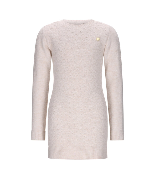 Le Chic winter jurk meisjes - wit - Saknita - gebreid