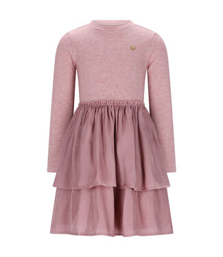 Le Chic winter jurk meisjes - roze - Simar - glitter, silky