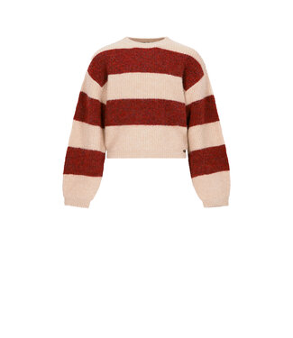 NoBell winter sweater meisjes - rood - Kate - gebreid, colorblock