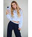 NoBell winter blouse meisjes - licht blauw - Tikky - gestreept, cropped