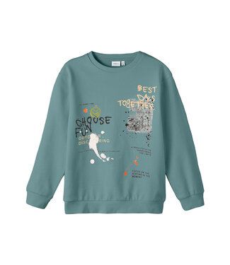 Name it winter sweater jongens - mineraal blauw - NkmPbambo