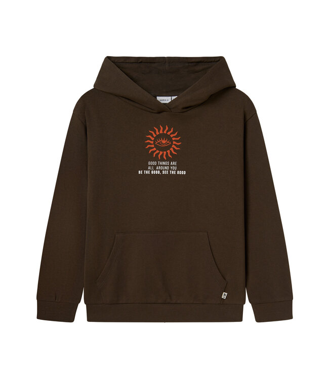 Name it winter hoodie jongens - bruin - NkmLanton