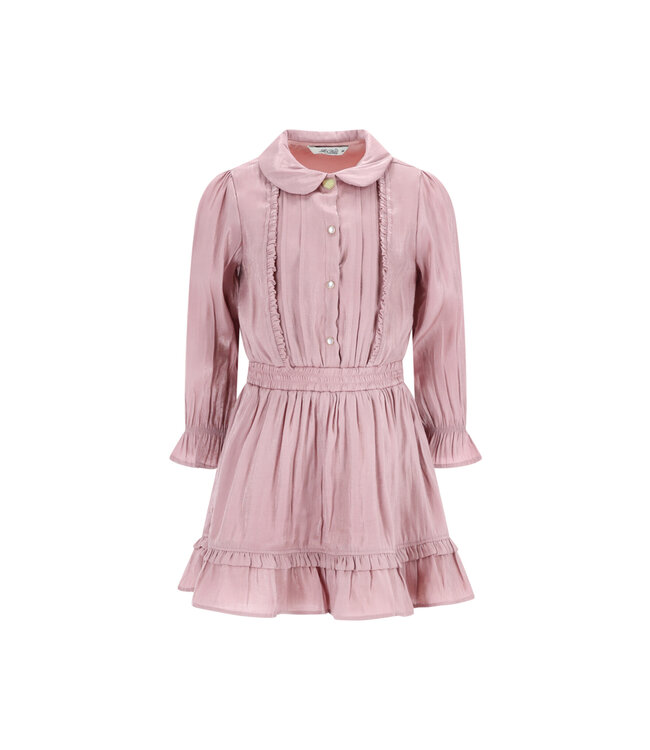Le Chic winter jurk meisjes - roze - Swanta - silky, ruffle