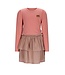 NoNo winter combi jurk meisjes - roze - Moran - jersey top + metallic rok + sjaalriem
