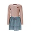 NoNo winter combi jurk meisjes - groen - Moran - AOP rib jersey top + plisse rok