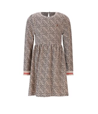 NoNo winter velvet jersey jurk meisjes - wit - Maxim - rib, AOP