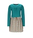 NoNo winter combo jurk meisjes - zand - Morly - rib jersey top + plisse, AOP rok
