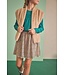 NoNo winter combo jurk meisjes - zand - Morly - rib jersey top + plisse, AOP rok