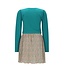 NoNo winter combo jurk meisjes - zand - Morly - rib jersey top + plisse, AOP rok