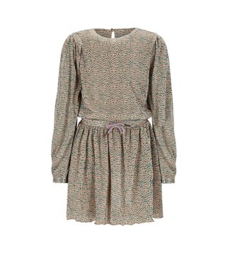 NoNo winter plisse jersey jurk meisjes - zand - Miron - AOP