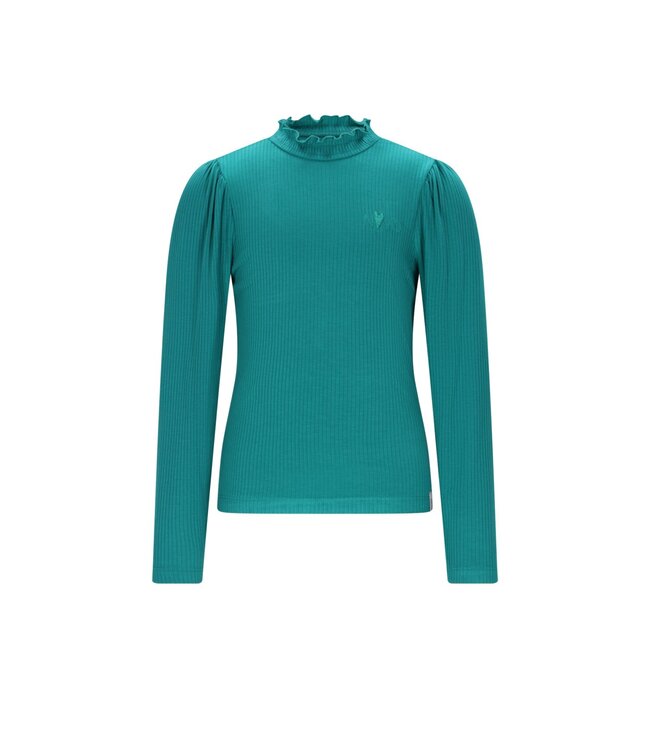 NoNo winter jersey t-shirt meisjes - groen - Koss - rib, ecovero