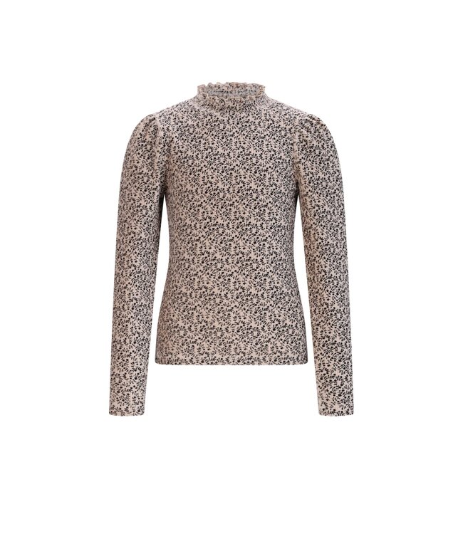 NoNo winter jersey t-shirt meisjes - wit - Koss - AOP, rib