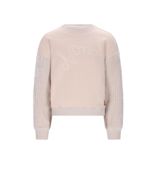 NoNo winter sweater meisjes - wit - Konono - vevet contrast mouwen