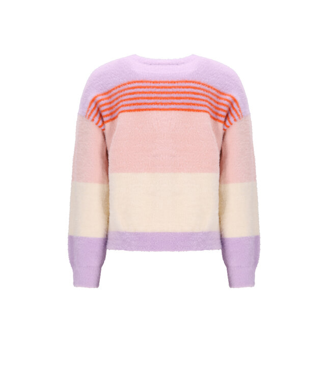 NoNo winter sweater meisjes - paars - Kendra - flully, gestreept