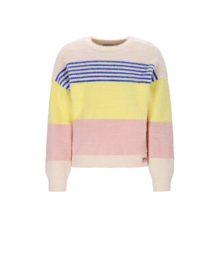 NoNo winter sweater meisjes - wit - Kendra - fluffy, gestreept