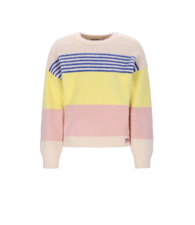 NoNo winter sweater meisjes - wit - Kendra - fluffy, gestreept