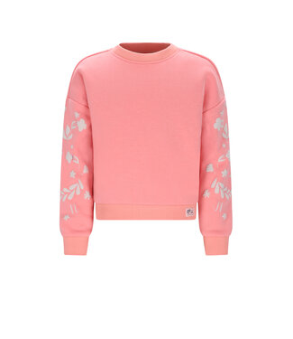 NoNo winter sweater meisjes - roze - Konono - furry, mouwprint