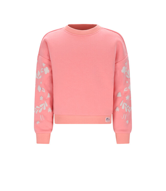 NoNo winter sweater meisjes - roze - Konono - furry, mouwprint