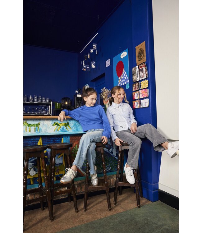 Indian Blue Jeans Winter t-shirt meisjes - blauw - cropped/strepen