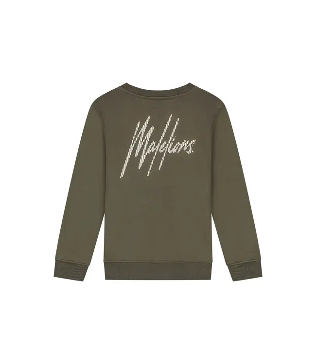 Malelions winter sweater jongens - groen/beige - signature, gestreept