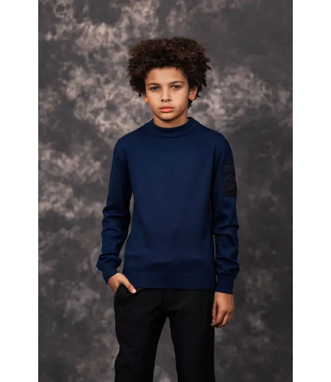 Malelions winter sweater jongens - navy blauw - gebreid, zak