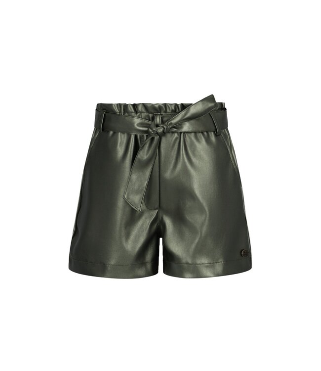 Like Flo winter nep leren short meisjes - groen - Fay-Linn - schelpenriem