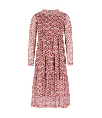 Like Flo winter mesh midi jurk meisjes - roze - Mae - AOP