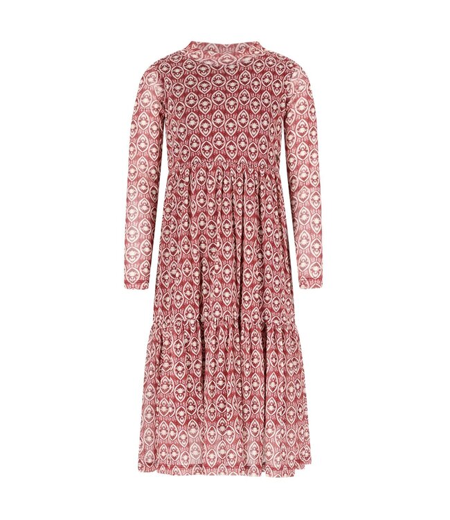 Like Flo winter mesh midi jurk meisjes - roze - Mae - AOP