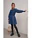 Like Flo winter jurk meisjes - navy blauw - Maya - geweven - ballonmouwen - rib