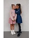 Like Flo winter jurk meisjes - navy blauw - Maya - geweven - ballonmouwen - rib