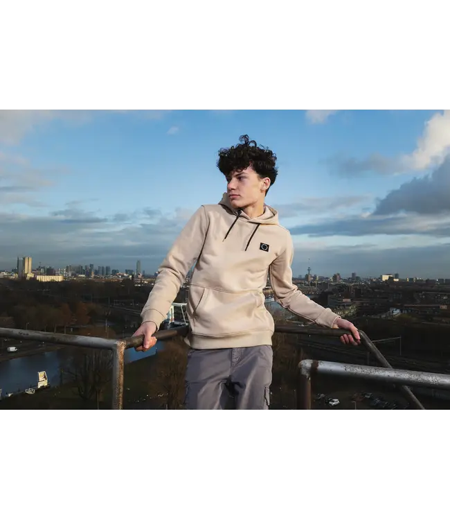 Rellix winter hoodie jongens - bruin - badge