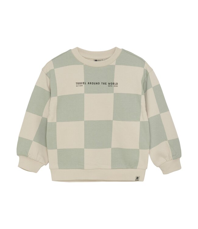 Daily7 winter sweater jongens - groen - oversized/geruite print