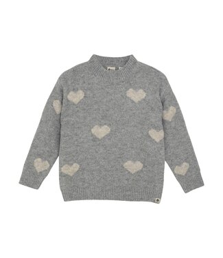 Daily7 winter sweater meisjes - grijs - hart/gebreid