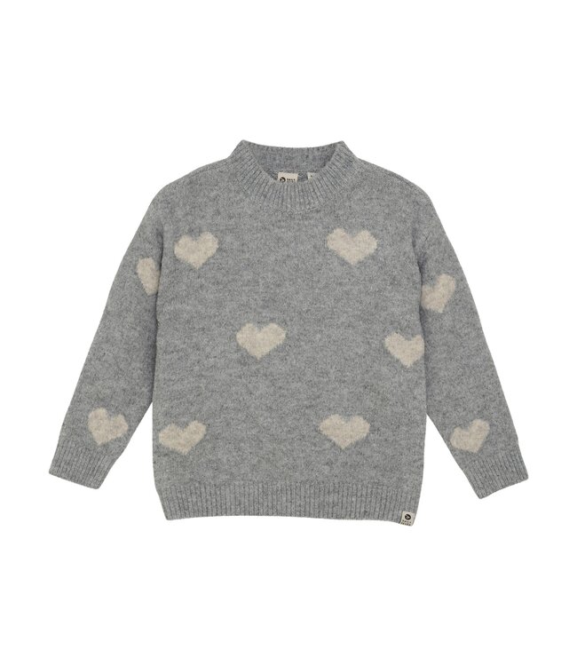 Daily7 winter sweater meisjes - grijs - hart/gebreid