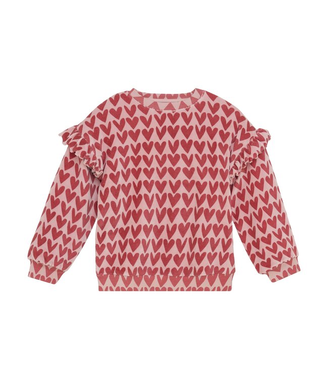 Daily7 winter sweater meisjes - roze - hart print