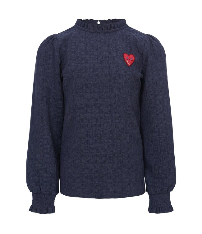 LOOXS Little winter crinckle top meisjes - donker blauw - ruffle
