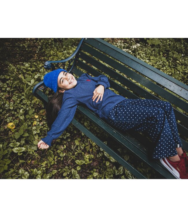 LOOXS Little winter crinckle top meisjes - donker blauw - ruffle