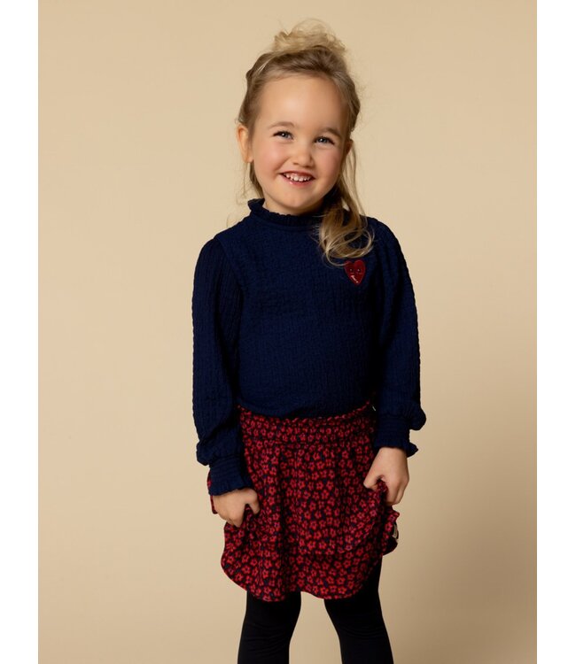 LOOXS Little winter crinckle top meisjes - donker blauw - ruffle