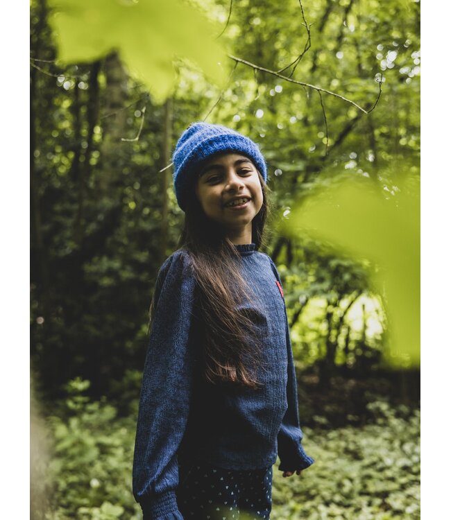 LOOXS Little winter crinckle top meisjes - donker blauw - ruffle